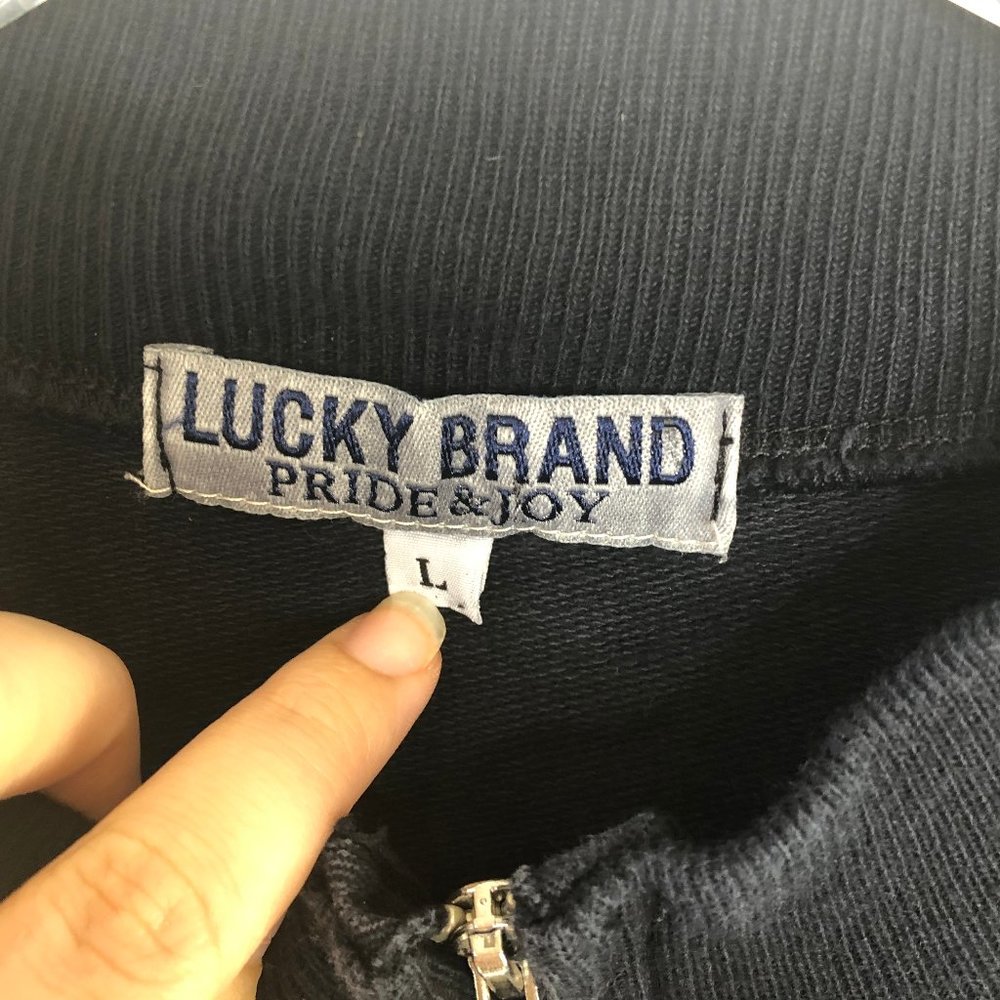 LUCKY BRAND Navy Cotton Zip Front Jacket #TT10 - Picture 6 of 8